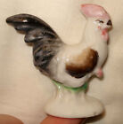 Vntg Japan Ceramic Porcelain Black Red Rooster Chicken Miniature 2 ¼” Figurine