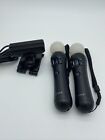 Sony PlayStation 3 Move Motion Bundle 2 Controllers + PS Eye Camera - Tested