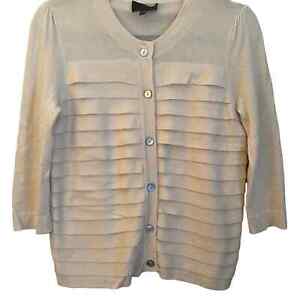 Pure Collection Silk & Cashmere Cardigan Off White Layered- Size Small