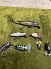 7 Vintage Fishing Lures Arbogast Jitterbug & Unknown Makers Lot
