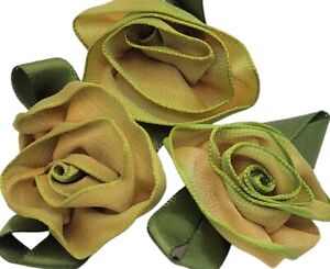 New ListingRibbonwork Rose Flower Wired Edge Ombre Millinery Applique Lot Sew Craft Trim Y