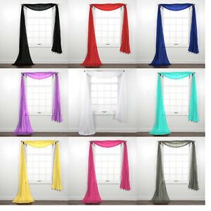 Fully Stitched Sheer Window Scarf Valance Topper Curtain Drapes in Many Colors