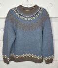 Hand Knit Limited America 100% Wool Pullover Sweater Women’s M Blue Snow 90’s
