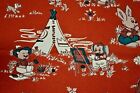 Vintage Fabric Character Print Childs Bedspread Blanket Cover Bedding 1950 RARE