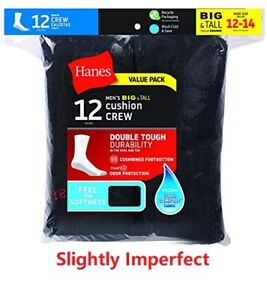 Hanes Men's BIG & TALL 6/12 paris cushion CREW socks 