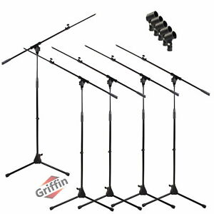 GRIFFIN Microphone Stand with Boom Arm 5 PACK - Tripod Telescoping Studio Mic