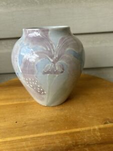 New ListingHand Painted Watercolor Lilies Nature Art Nouveau Style Art Pottery Vase 6”