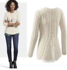 Cabi | Ivory Lace Up Cable Knit Pullover TunicSweater 3157 Medium