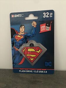 Superman 32GB Flash Drive Keychain NEW SEALED Emtec DC Comics Back To School