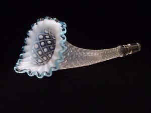 New ListingFenton Diamond Lace  French Opalescent Epergne Horn Mid-Century 1948-1954