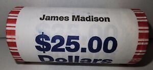 2007 James Madison Golden Presidential Dollar Coins $25 Unc. BU Bank Roll