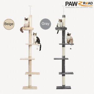 Cat Tree Tower Floor to Ceiling High Cats Climbing Scratching Post Condo House