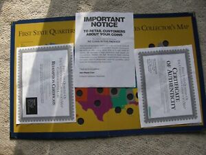 8604) 1st State Quarters of USA Collector's Map 1999-2008 Certificates NO COINS