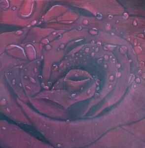 Colored Pencil Rose art work original framed