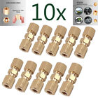 10Pcs Straight Brass Brake Line Compression Fitting Unions For 3/16