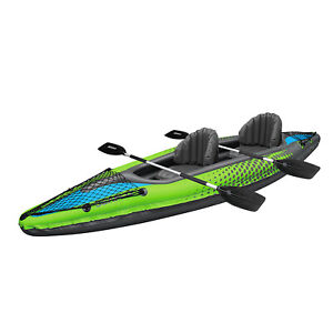 EliteShield 2 Person Tandem Inflatable Kayak Includes Aluminum Paddles, Air Pump