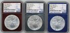2021 $1 Silver Eagle MS70 NGC First Releases 3 Coin Set Red, Silver & Blue Foil