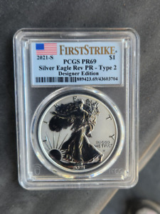2021 s reverse proof silver eagle PCGS PR 69 First strike