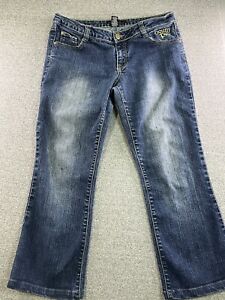 South Pole Jeans Womens *Size 13* Baggy Wide Leg Dark Wash Embellished Pockets