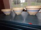 Antique McCoy Pie Crust Rim Nesting Bowls (3) Pink Blue Stripes