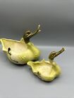 Vintage Hull Green Ceramic Imperial Swan Mother Baby Planter #80 Set Of 2 MCM