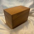 VTG wooden coupon recipe box w file cards Hedges Mfg Co jointed USA hinged #435