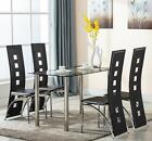 5 Piece Dining Set Table and 4 PU Leather Chair for Kitchen Dining Room Black