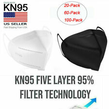 20/60/100 PCS KN95 Face Mask 5-Layer Disposable Respirator Adult Size US STOCK