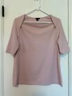 Ann Taylor Women's S/S Refined Stretch Envelope-Neck Tee Shirt Top: L, Pink