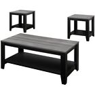 Bowery Hill Table Set 3pcs Set Coffee End Side Accent Living Room Laminate Black