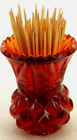 Amberina Glass Toothpick Holder Mini Vase Candle Holder Vintage Pineapple Shape