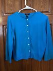Chaps Petite XL Turquoise Blue Cropped Cardigan 3/4 Sleeves