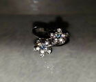 Swarovski Blue and Clear Floral Crystal Rhodium Plated Ring - 5.5