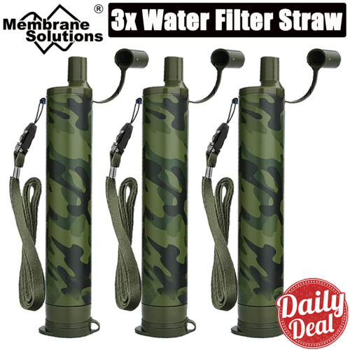 3Pcs Water Filter Straw-Emergency Survival Gear Water Purification Survival Tool