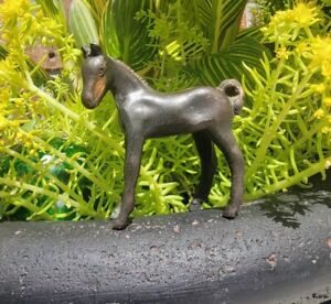 Vntg Bronze Copper Metal Horse Pony Foal Sculpture Equestrian Figure 3” Heavy EC