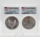 2021 $1 Type 1 and Type 2 Silver Eagle 2 Coin Set PCGS MS70 First Strike Label