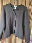 Pendleton Cardigan Sweater Women's Large Black Button Up 100% Wool Ladies