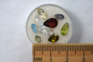 Beautiful Unknown Pear Faceted Mixed Gemstone Lot In Gem Jar From Estate