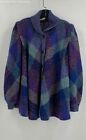 I. Magnin Womens Multicolor Plaid Wool Blend Long Sleeve Cardigan Sweater Small