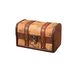 Vintage Wood Box Jewelry Storage Case Handmade Vintage Treasure Chest