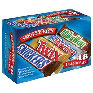 Snickers, Twix & More Milk Chocolate Bars Spring Break Assortment- 18 Ct Box