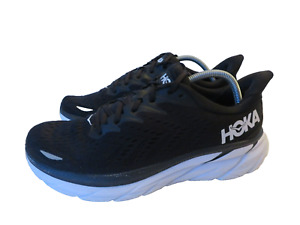 Hoka One One Mens Clifton 8 1119393 BWHT Black Running Shoes Sneakers Sz 10.5 D*