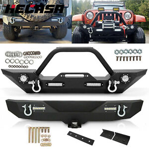 Front/ Rear Bumper W/ LED Lights D-rings For Jeep Wrangler JK Unlimited 07-18 (For: Jeep)