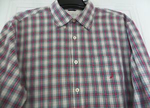 Nautica shirt Mens XL check button-Down long sleeve tailored fit cotton Collared