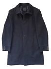 HENLEY KNIGHT Overcoat Trench Long Coat Mens L Black Cashmere Wool Blend