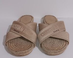 Christian Dior Womens Beige Espadrilles Slides Sz. 39 Made In ITALY