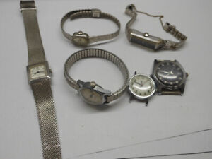 LOT OF 6 WOMEN'S WIND UP WRISTWATCHES TIMEX GRUEN SEIKO FOR PARTS OR REPAIR