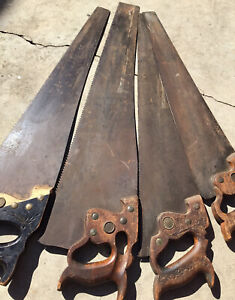 Lot of 4 Vintage Antique Hand Saws Warranted, Atkinson,  Dission