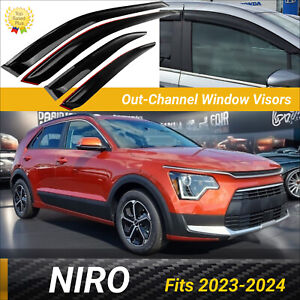 For 2023-2025 Niro JDM Style Window Visor Vent Rain Sun Shade Guards Deflectors (For: 2023 Kia Niro)