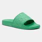 Coach Men Signature Pool Slide Sandals Size US 7D Light Shamrock Logo Embossed